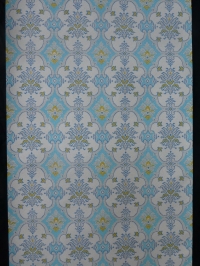 blauw geel medaillon vintage behang