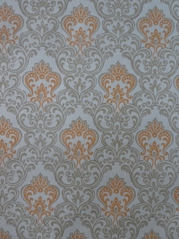 papier peint vintage damassé orange gris
