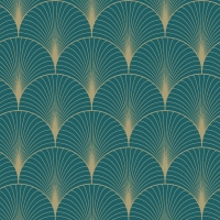 ESTA art deco wallpaper petrol blue and gold