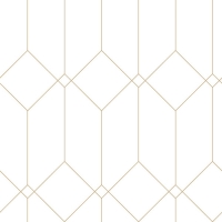 Papier peint art deco blanc avec lignes d'or