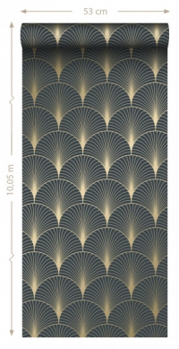 ESTA art deco wallpaper dark blue and gold