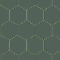 Papier peint hexagone vert foncé - or