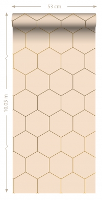 Beige-gold hexagon wallpaper