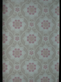 Papier peint vintage damassé gris rose avec fleurs