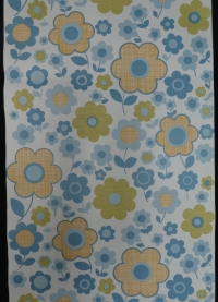 vintage floral wallpaper blue yellow flowers