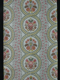 Vintage floral wallpaper with pink, yellow and green
