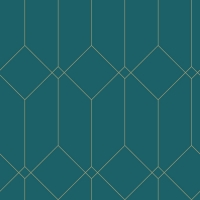 ESTA art deco wallpaper petrol blue with golden lines