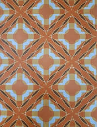 Oranje, donkergeel en bruin vintage geometrisch behang