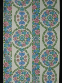 vintage bloemenbehang blauw roze groen