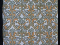 Grey orange floral damask vintage wallpaper