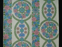vintage bloemenbehang blauw roze groen