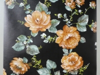 Papier peint vintage fleurs brun sur un fond noir