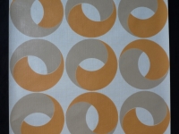 Papier peint vintage géometrique cercles orange gris