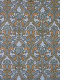 Grey orange floral damask vintage wallpaper