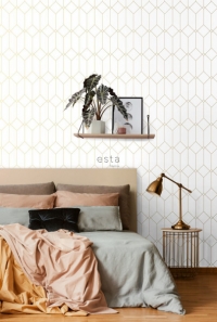 ESTA art deco wallpaper white with golden lines