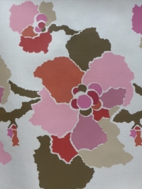 papier peint fleuri grande fleur rose et gris
