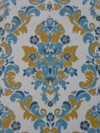 vintage damask wallpaper blue yellow