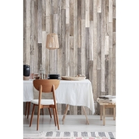 Papier peint planches de bois blanchi