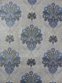 blue grey gold medallion wallpaper