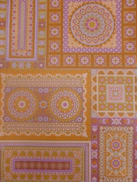 vintage geometric wallaper with purple and pink flowers