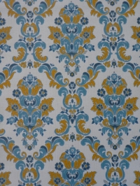 vintage damask wallpaper blue yellow