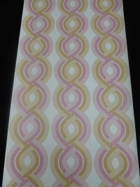 papier peint vintage geometrique rose beige