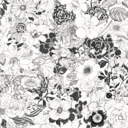 Papier peint avec des fleurs noir et blanc