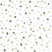 ESTA terrazzo wallpaper green, pink brown