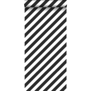 Papier peint à rayures diagonales noir et blanc