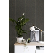 ESTA wallpaper black and gold herringbone