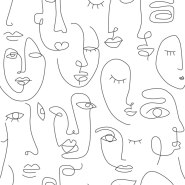 ESTA wallpaper white and black line art faces