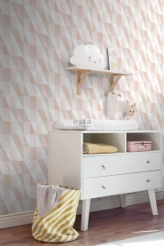 papier peint ESTA art deco triangles gris rose et beige