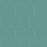 Papier peint arches turquoise - or