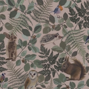 ESTA wallpaper forest animals pink, green and brown