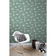 Papier peint avec véhicules noir et blanc