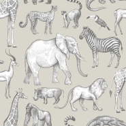 ESTA wallpaper jungle animals in green and grey