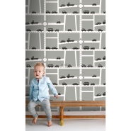 ESTA boys room wallpaper cars grey, black and white