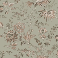 ESTA wallpaper with flowers in mintgreen and old pink