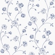 ESTA behang toile de jouy met rozen in wit en blauw