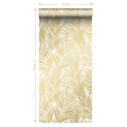 Papier peint feuilles de palmier or et blanc