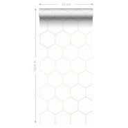 Papier peint hexagone or et blanc