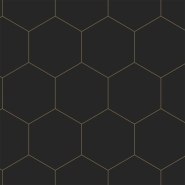 Papier peint hexagone noir et or