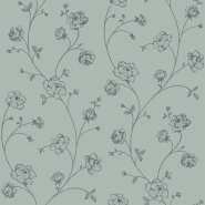 ESTA wallpaper toile de jouy with roses in greyed green