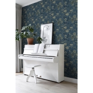 Papier peint motif fleurs en blue foncé et vert olive