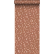 ESTA behang bloemmotief terracotta en wit