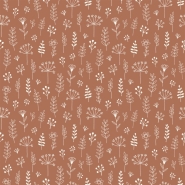 Papier peint terracotta aux fleurs blanches