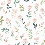 ESTA wallpaper with flowers white, pink and green