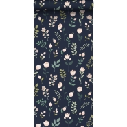 ESTA wallpaper with flowers in blue, pink and white