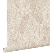 papier peint ESTA feuilles dessinées beige