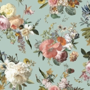 ESTA wallpaper with flowers vintage style greyish green